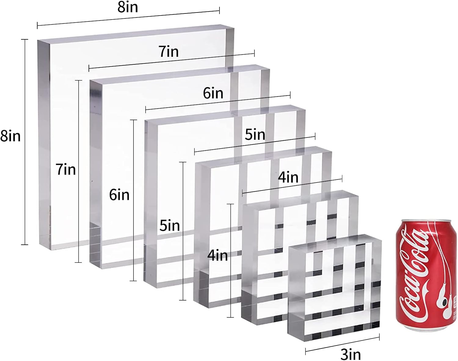 CiaoHER 7in Square Acrylic Cube Display Block with 1in Thickness 2 Pack