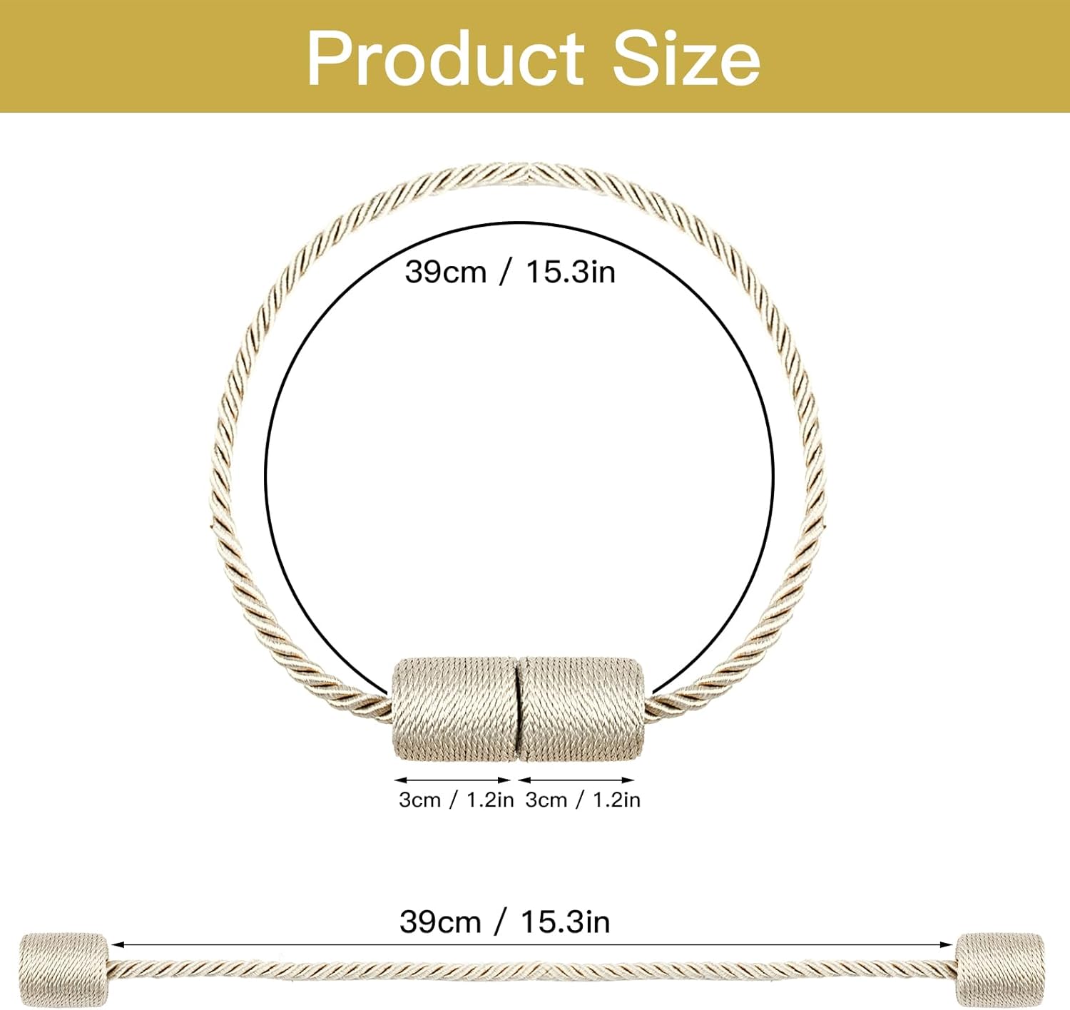 VEAGINS 6 Pack Magnetic Curtain Holdbacks Beige