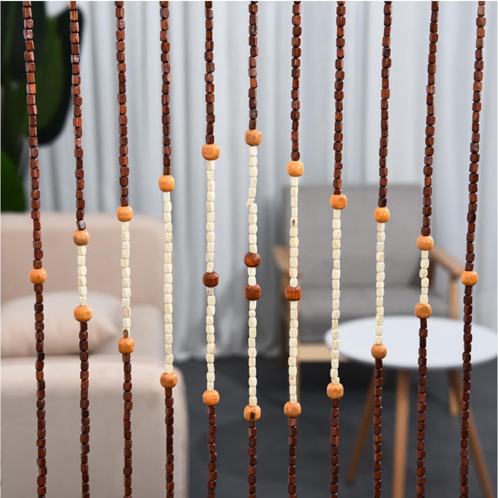 GVILTY Solid Wood Beaded Curtain Panel 90x170cm