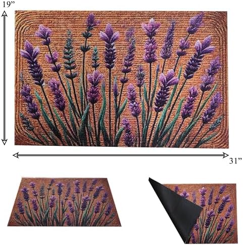 Floral Front Door Welcome Mat 19x31 Non-Slip Outdoor Rug