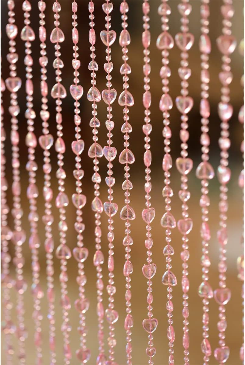 Pink Decorative String Door Curtain with Metal Ring