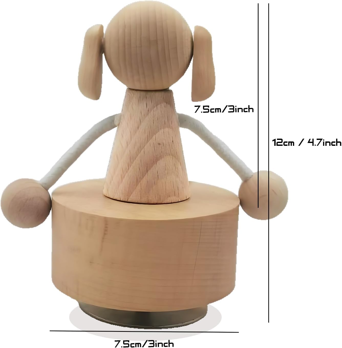 Hefonti Wooden Dog Music Box with Flexible Legs