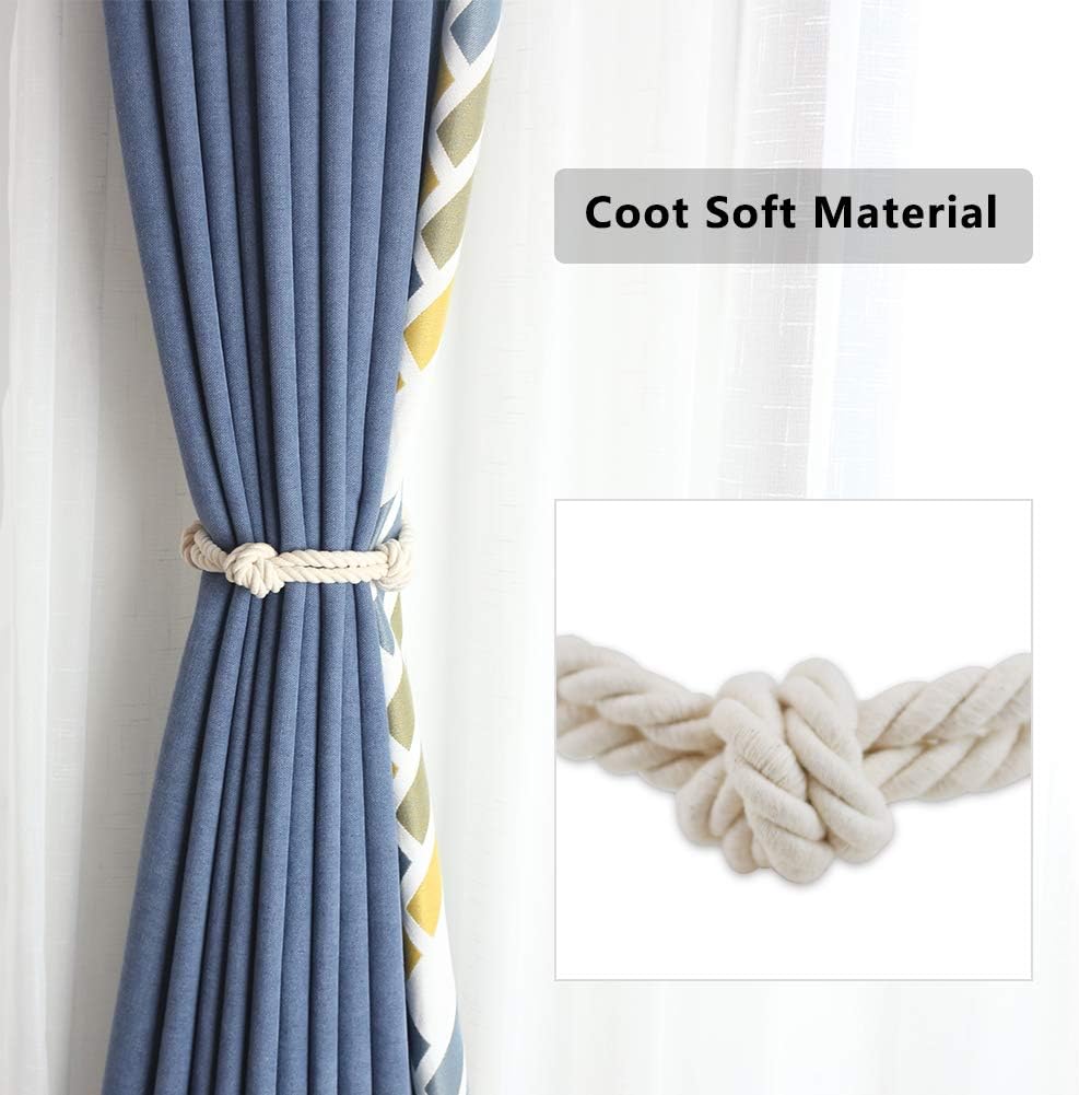 BEL AVENIR 2 Pack Boho Cotton Curtain Tiebacks