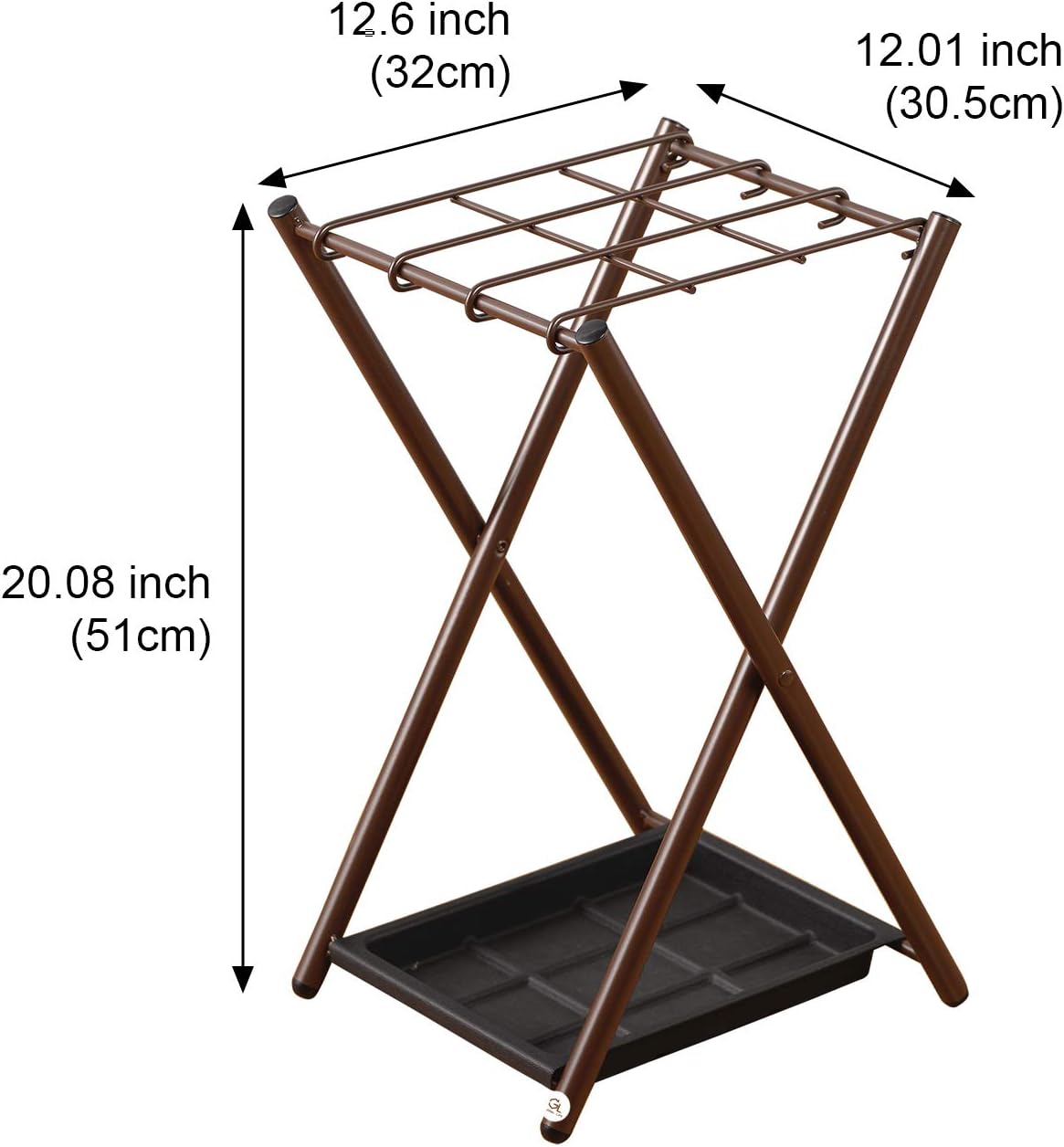 Folding Umbrella Stand with Drip Tray for Home Office Entryway