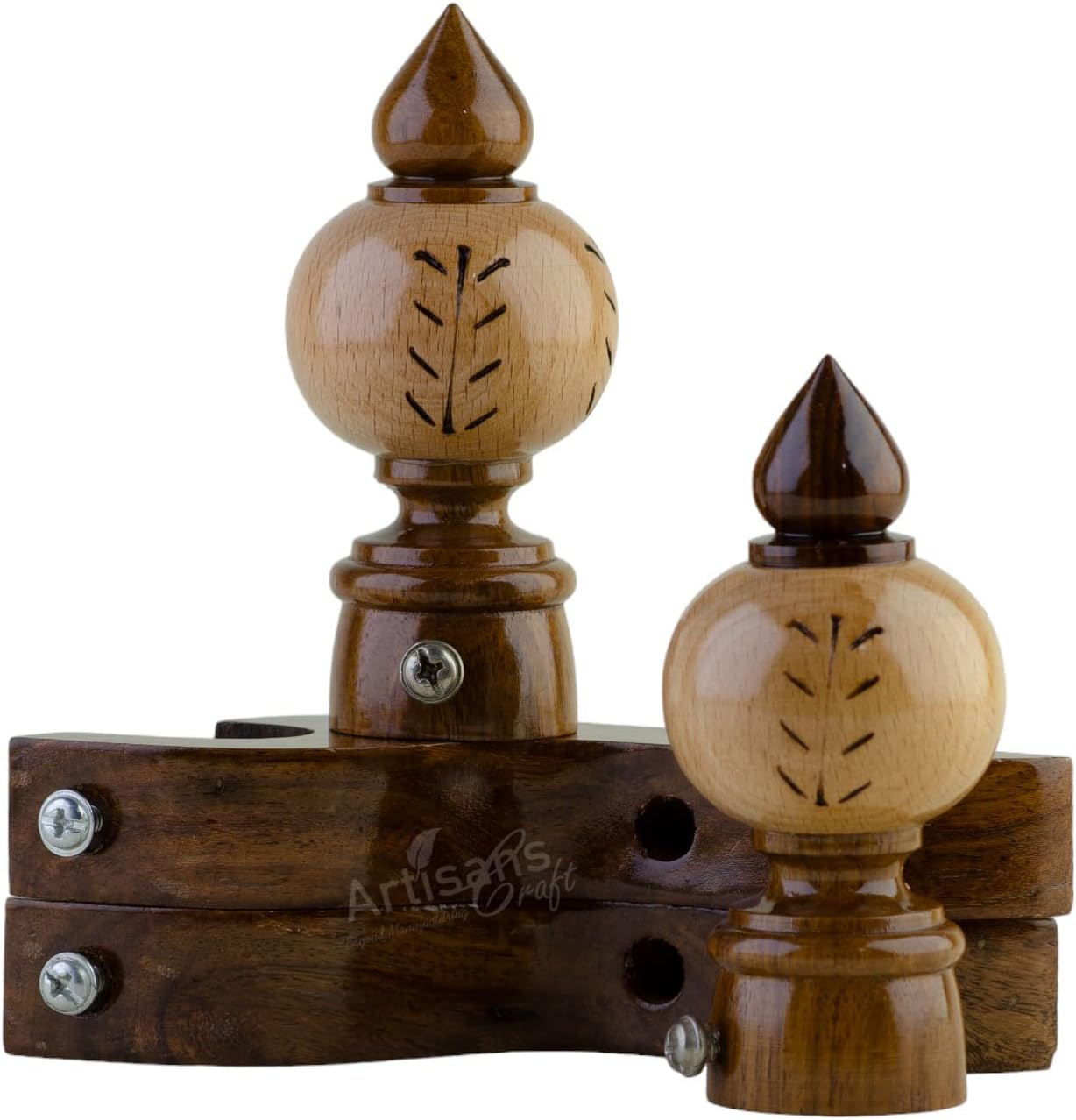 ARTISANS Craft Wooden Curtain Rod Brackets Finials for 1 Inch Rod