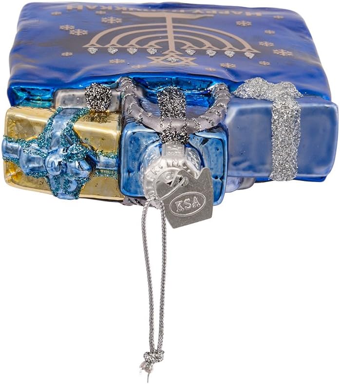 Kurt Adler 4 Inch Happy Hanukkah Glass Ornament