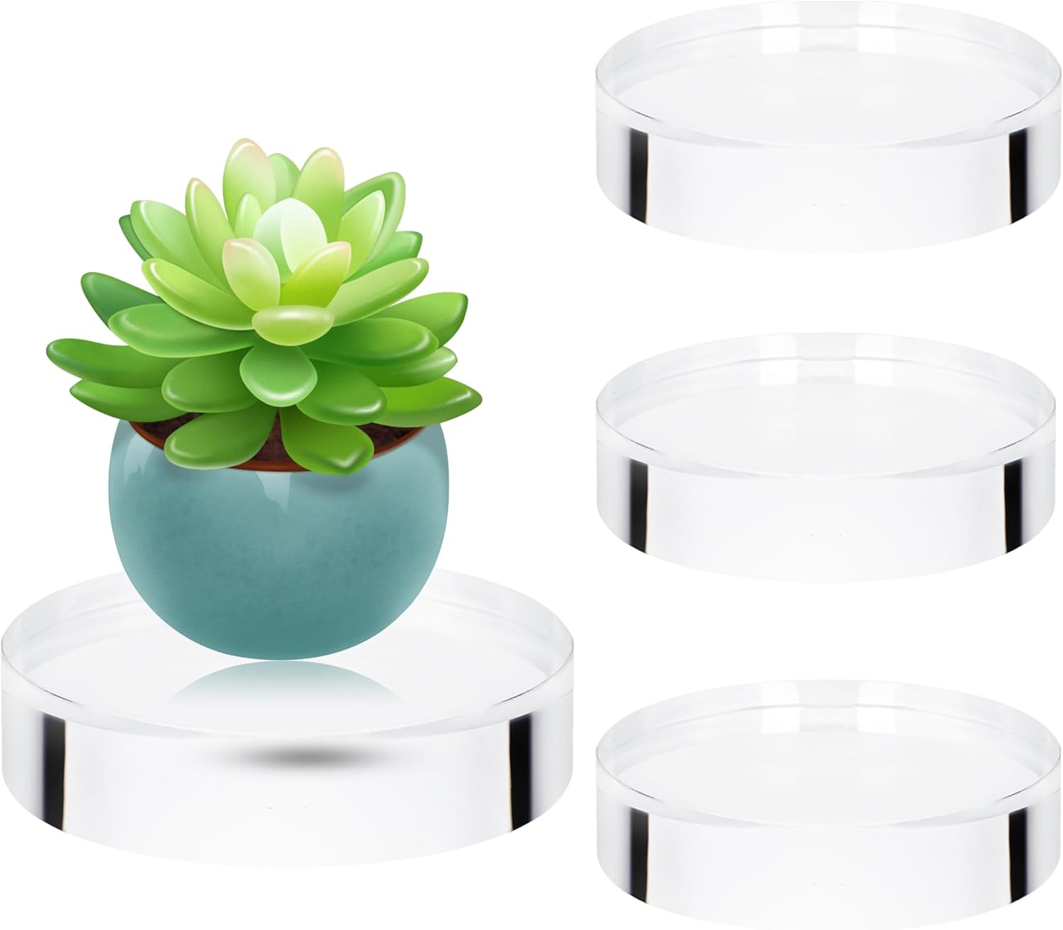 4 Pack Acrylic Round Display Blocks for Table Showcases
