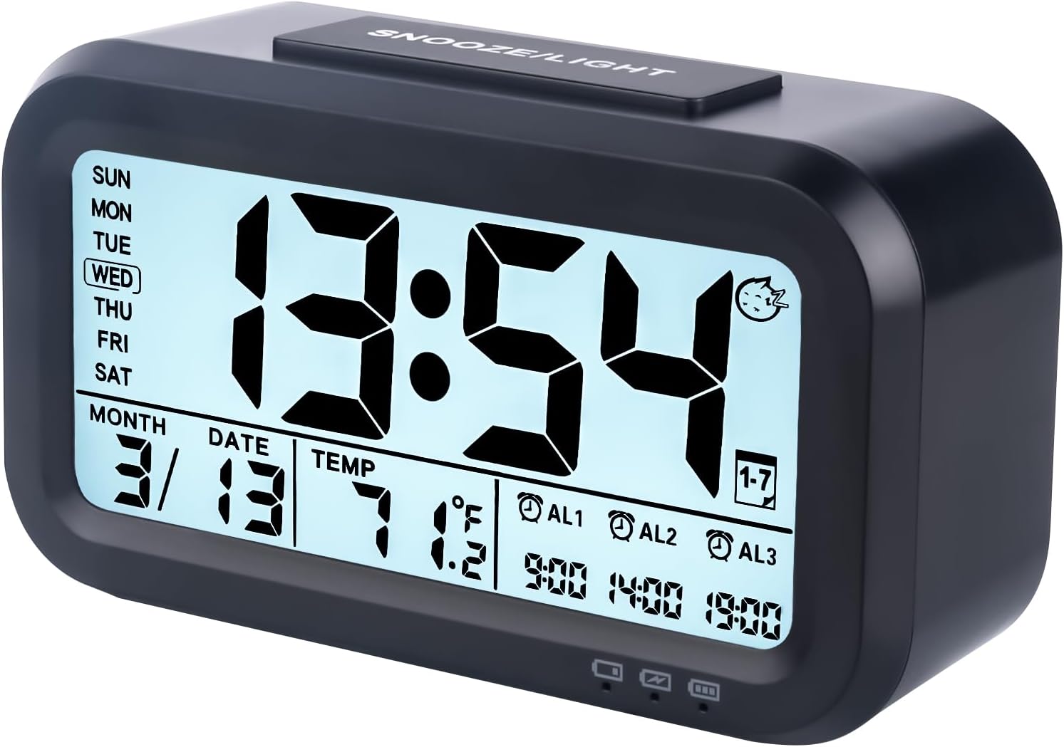 Digital Alarm Clock with 43 Screen and 3 Bells for Heavy Sleepers
