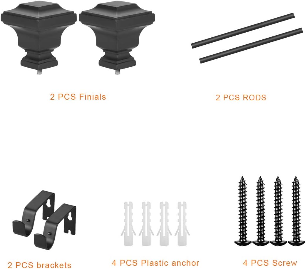Rust-Resistant Iron Curtain Rods Black 28-48 Inches