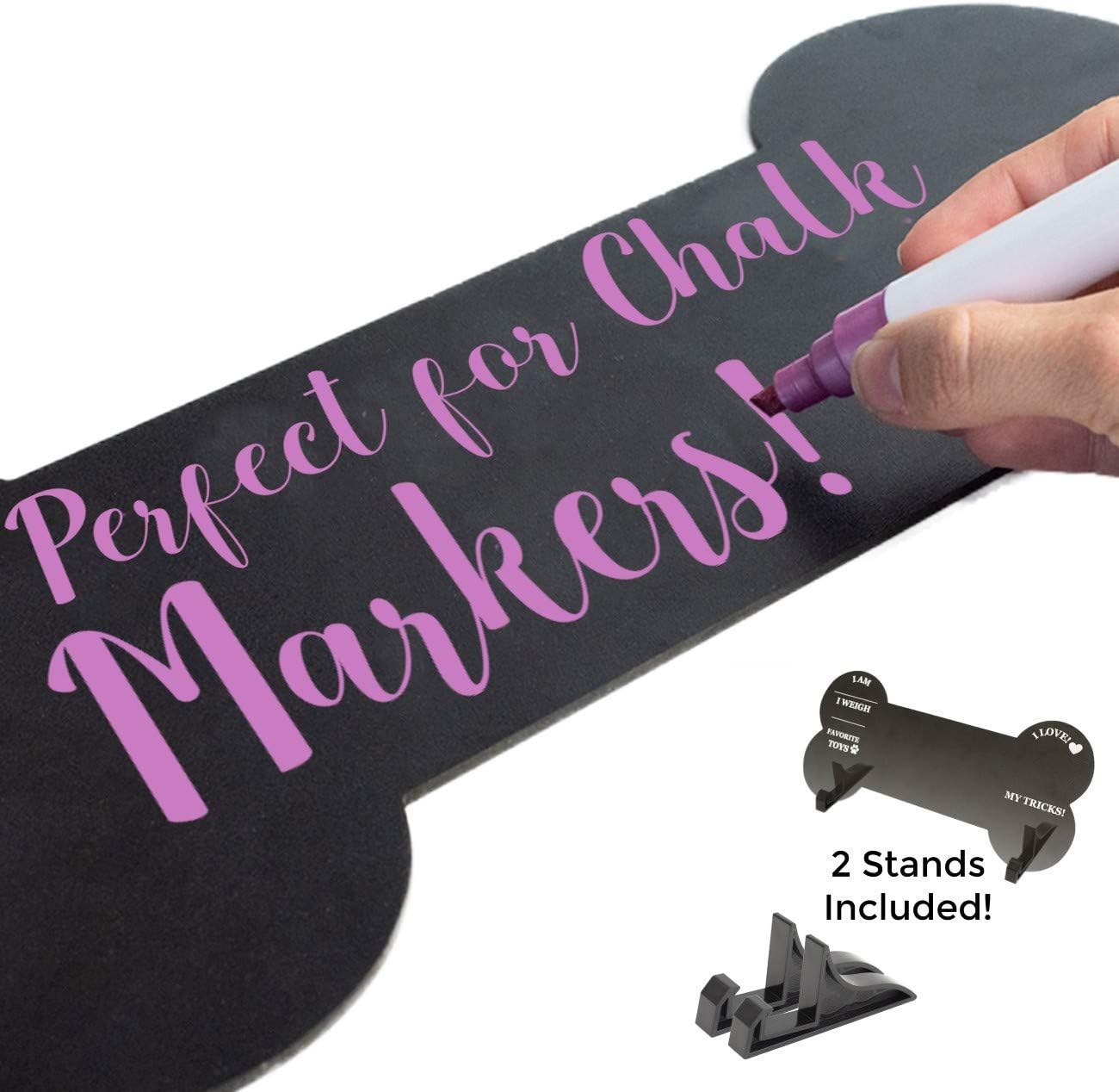 Dog Milestone Chalkboard Sign - Double Sided Reusable with Stands for Celebrations