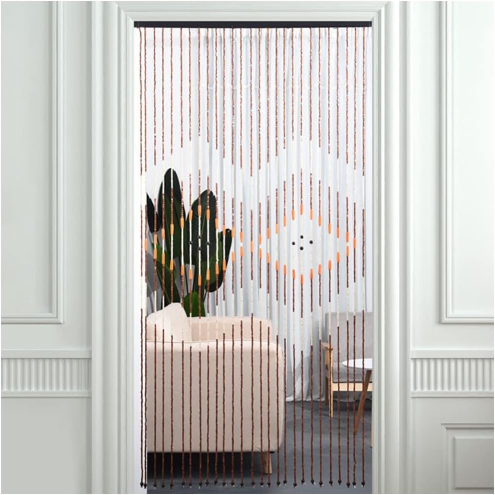 ZHOUXIAO Wood Beaded Curtain 38 Strands 90x175cm Door Divider
