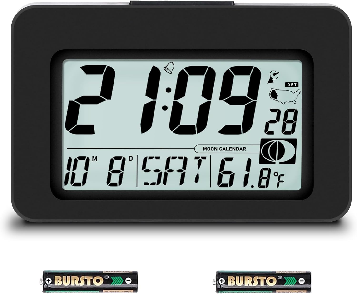 Qinyune Atomic Alarm Clock with 5s Touch Backlight