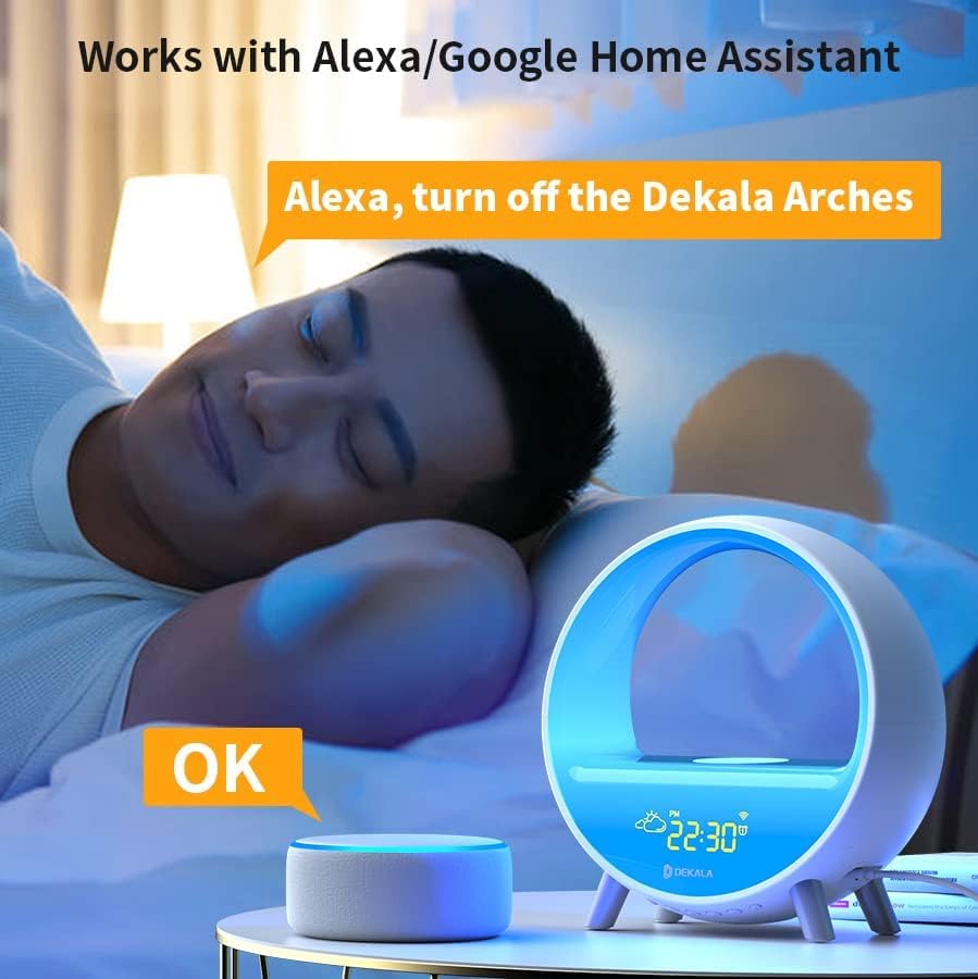 Dekala Arches Alarm Clock with Wireless Charging and White Noise
