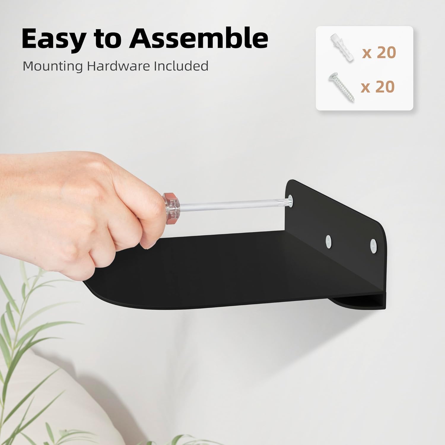 Storage Maniac Floating Book Shelves 4 Pack Black