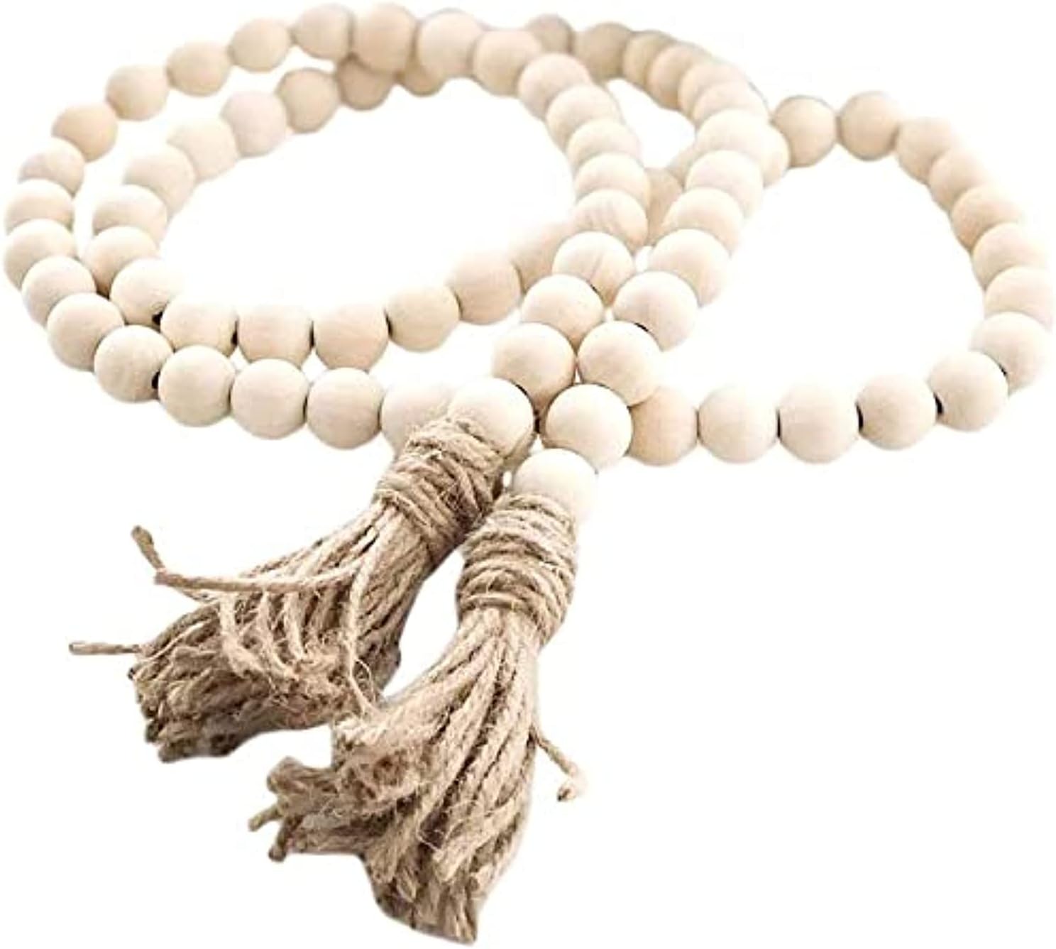 58in Farmhouse Wood Bead Garland with Tassels