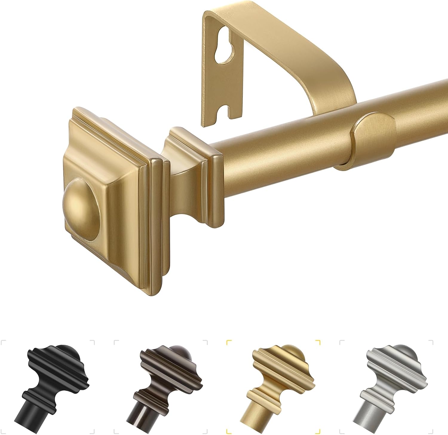 JRZOO Gold Curtain Rods 18-45 with Square Finials