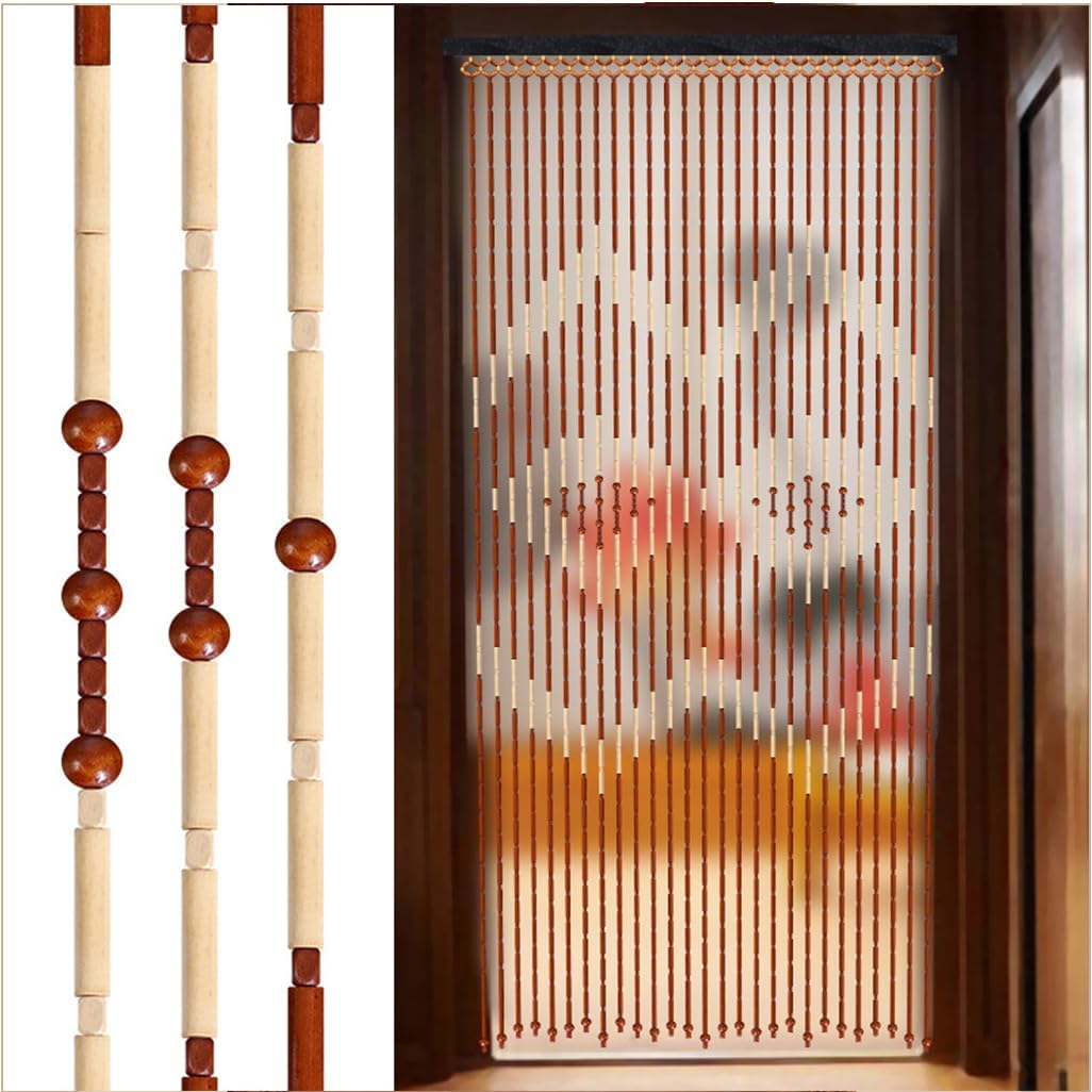 GVILTY Wooden Beaded Curtains 27 Strand Panel