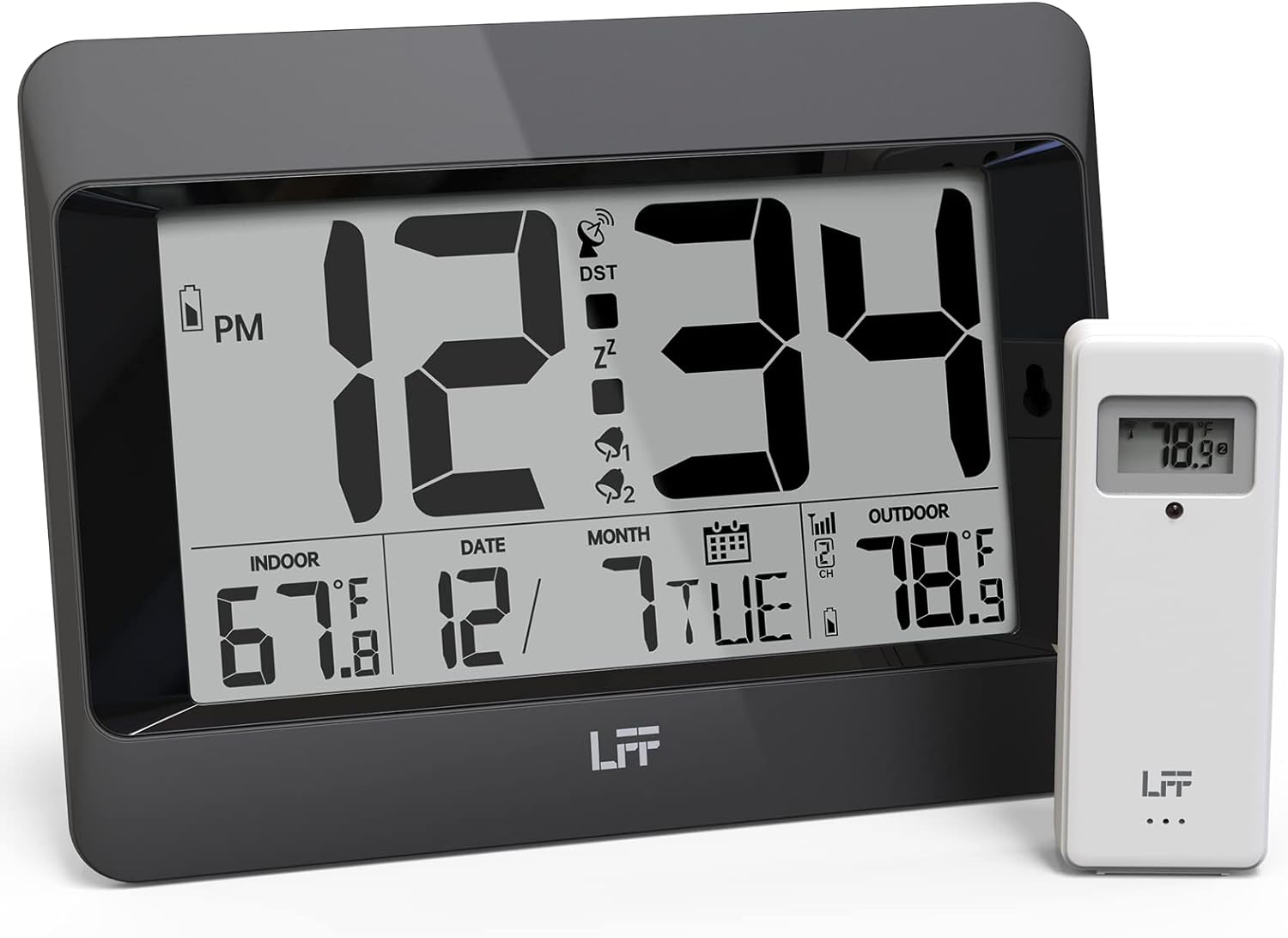 LFF Atomic Clock with Outdoor Sensor and Temperature Display