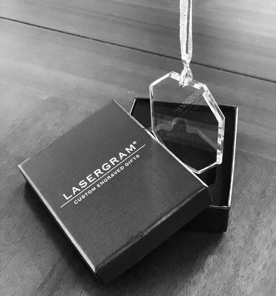 LaserGram Personalized Glass Christmas Ornament with Menorah Design 1