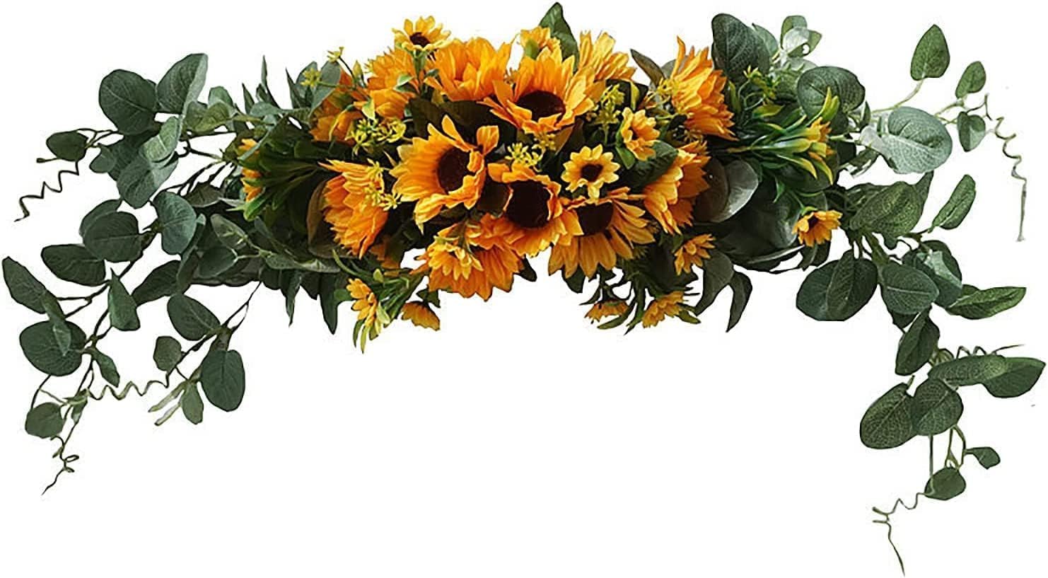 Elegant Artificial Sunflower Swag with Eucalyptus Leaves