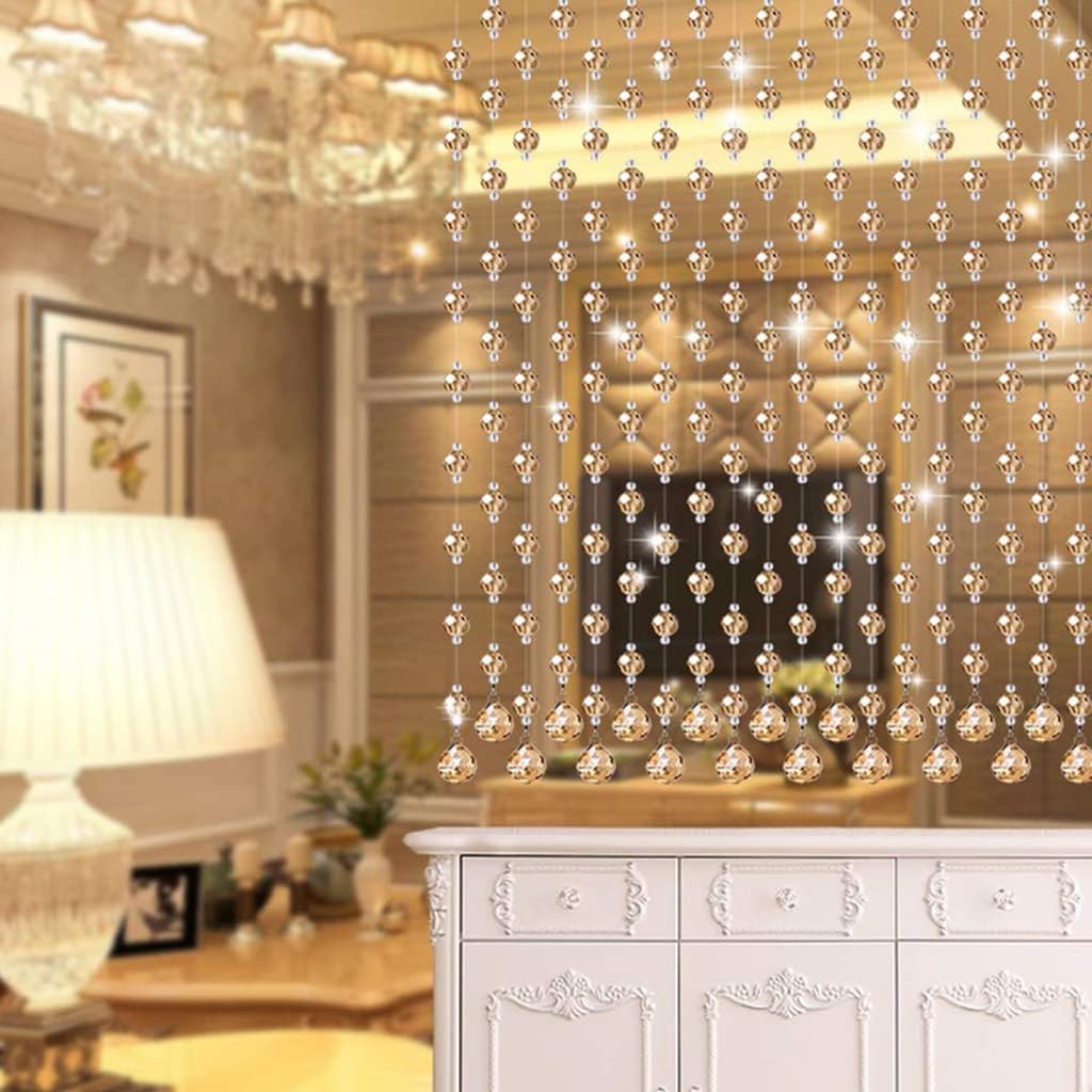 ZHOUXIAO Crystals Beaded Tassel Panel Curtains for Doorways
