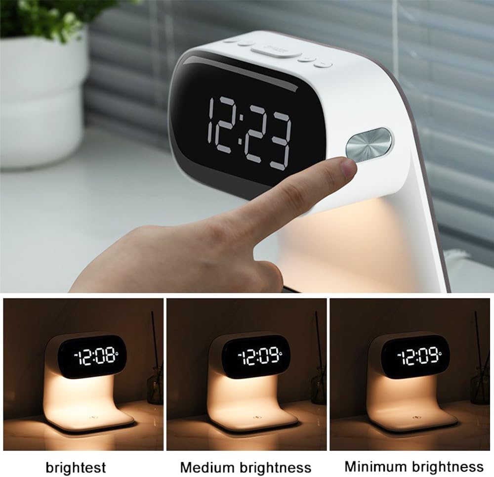 IHAO 3in1 Wireless Charging Alarm Clock Night Light