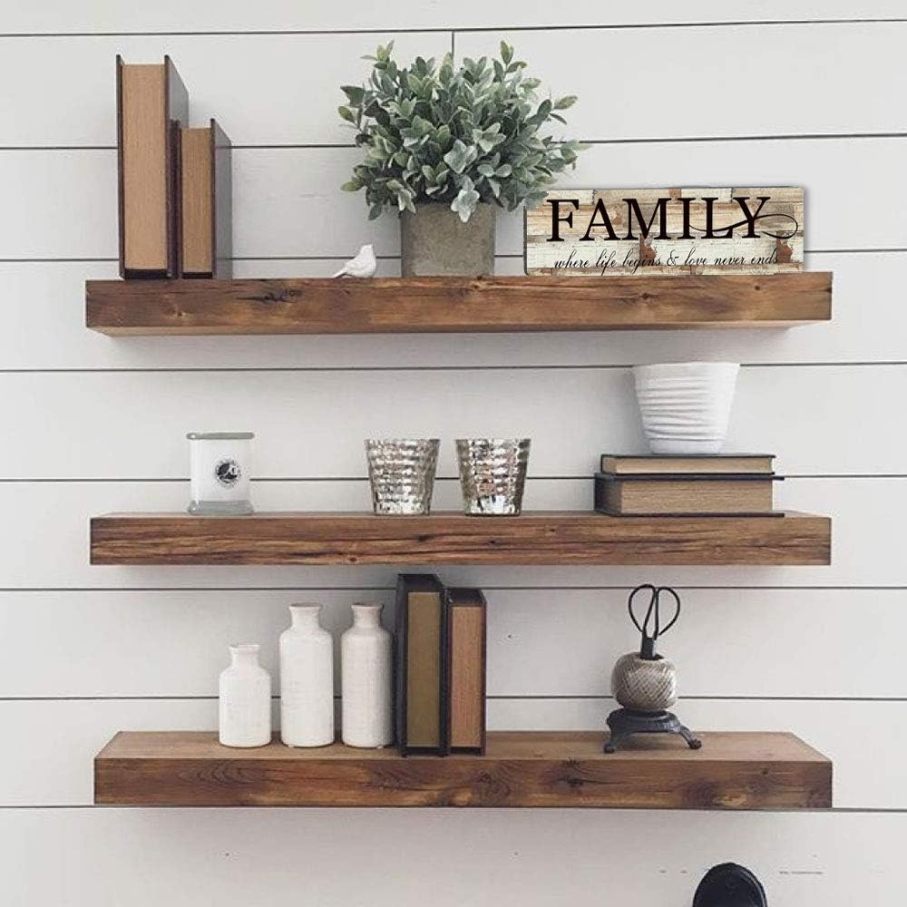 Family Wall Art Sign - Wood Decor Plaque 16x5