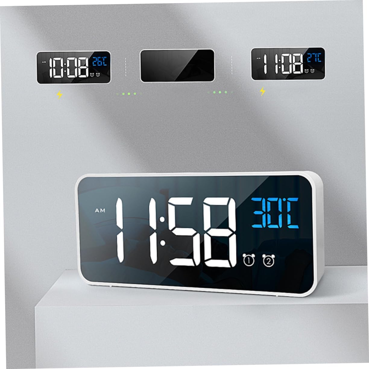 PRETYZOOM Music Charging Alarm Clock with Large Screen for Boys Girls