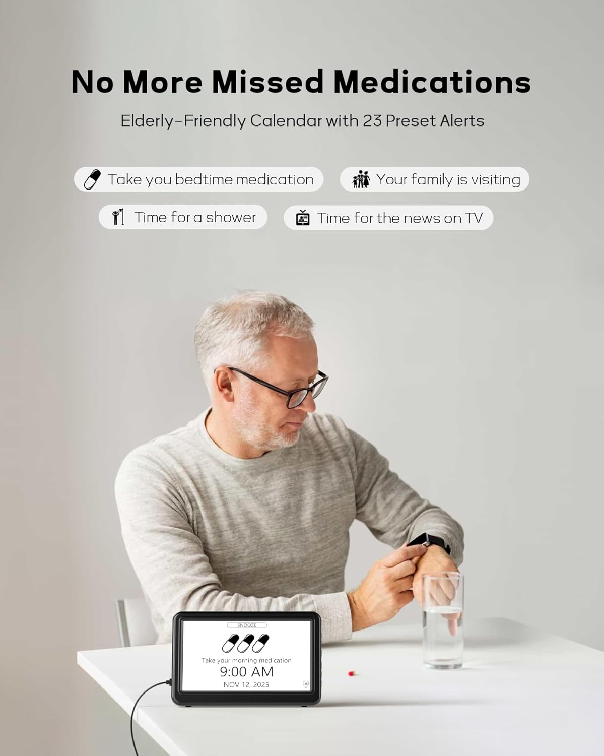 Mesqool 7 Inch Digital Dementia Alarm Clock for Seniors