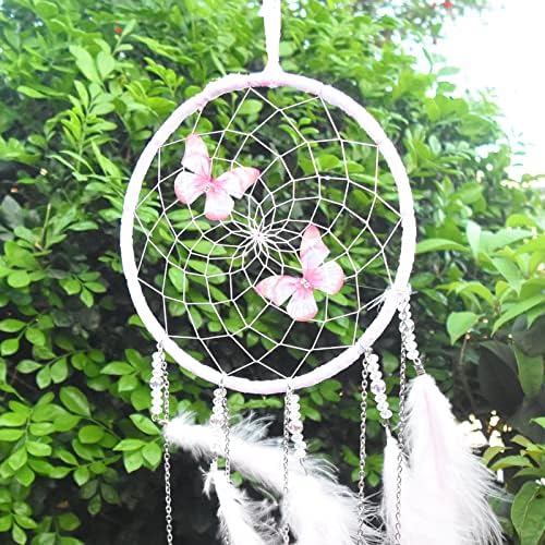 Pink Butterflies Dream Catcher Handmade Wall Decoration