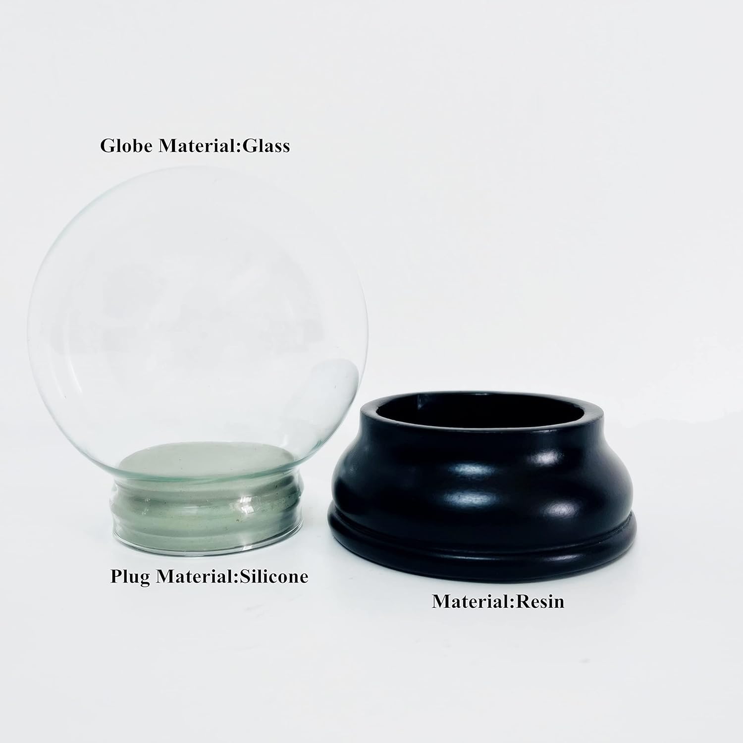 Clear DIY Snow Globe Kit Glass Water Globe Jar With Resin Base 80MM