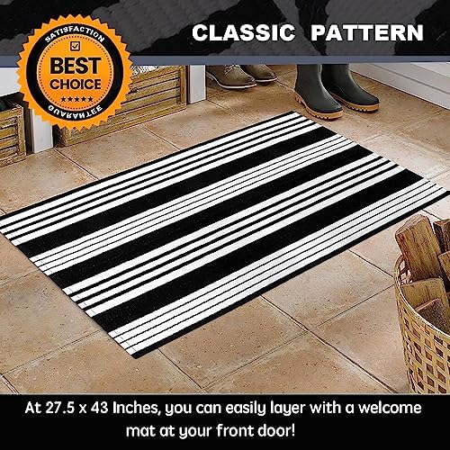Classic Black and White Striped Area Rug
