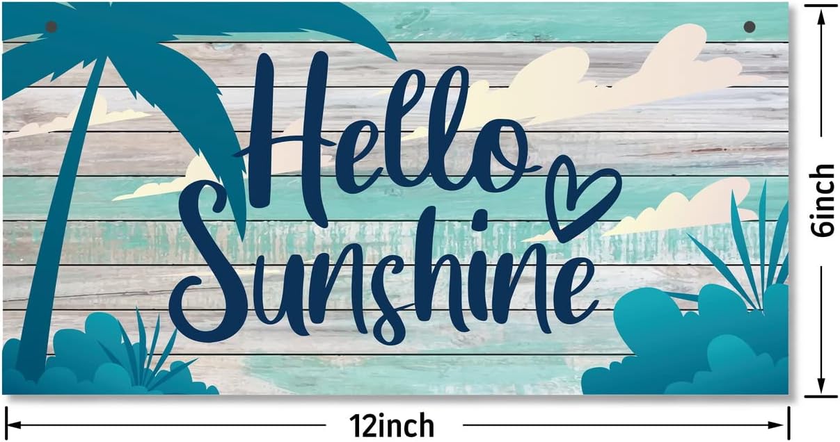 Hello Sunshine Wood Wall Sign 12x6 Inch
