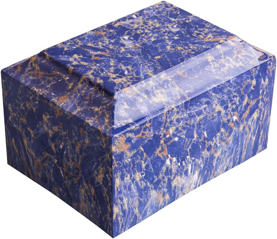 MAKEYS Blue Pattern Classic Cultured Marble Cremation Urn for Human Ashes Adult