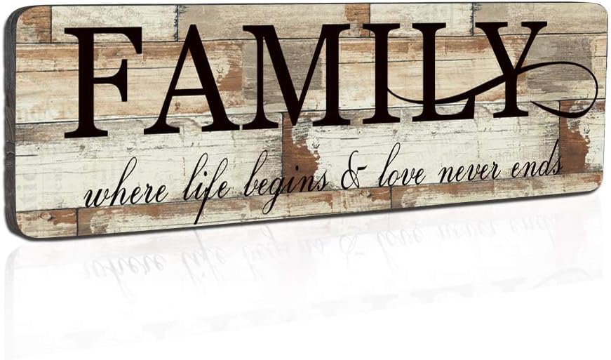 Family Wall Art Sign - Wood Decor Plaque 16x5