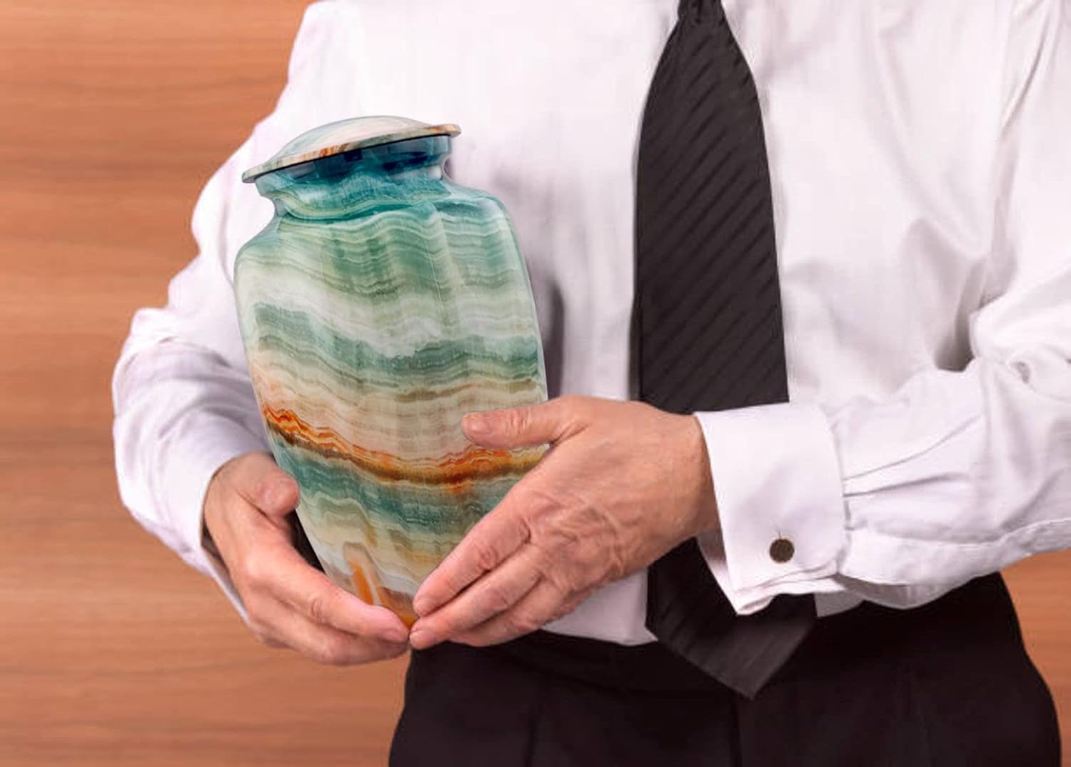 Elegant Blue Marsh Marble Cremation Urn for Human Ashes