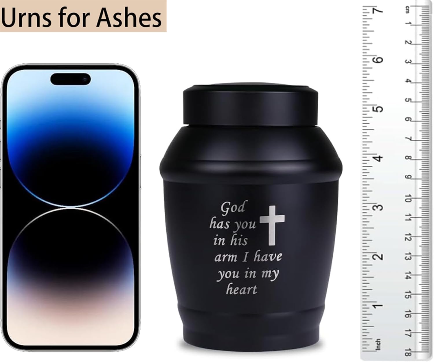 58 Inch Stainless Steel Cremation Urn with Ashes Necklace
