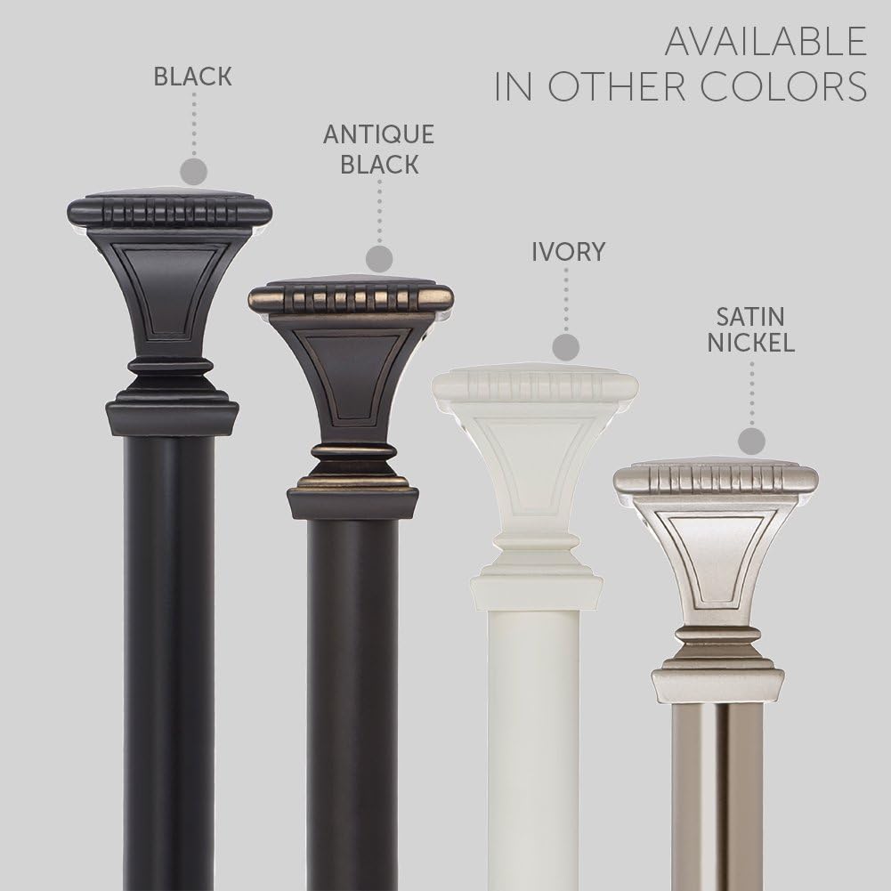 Ivilon Decorative Window Curtain Rod with Carved Square Finials
