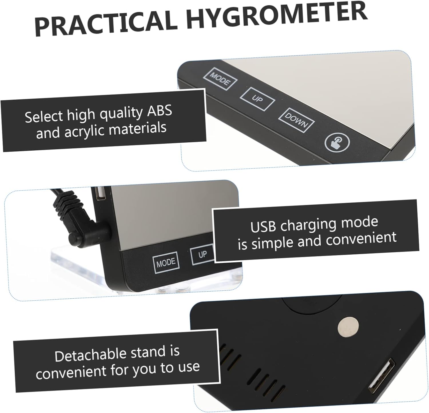 1 Set LED Digital Thermometer and Hygrometer with Stylish Clock Design
