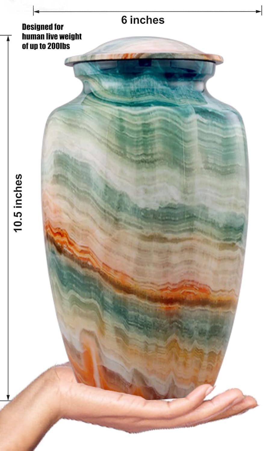 Elegant Blue Marsh Marble Cremation Urn for Human Ashes