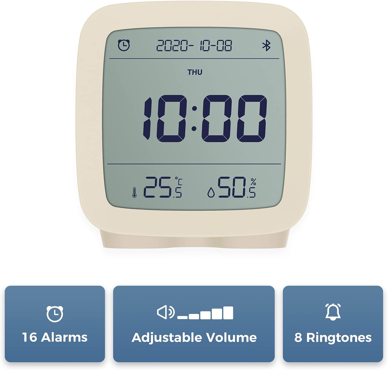 Qingping Smart Bluetooth Alarm Clock with Temperature and Humidity Display