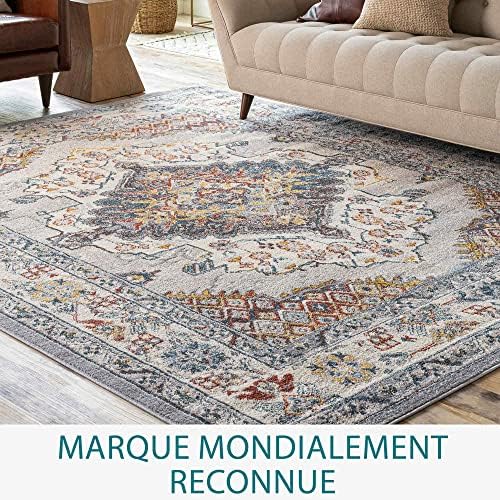 Livabliss Anja Oriental Medallion Area Rug 67 x 9 Grey