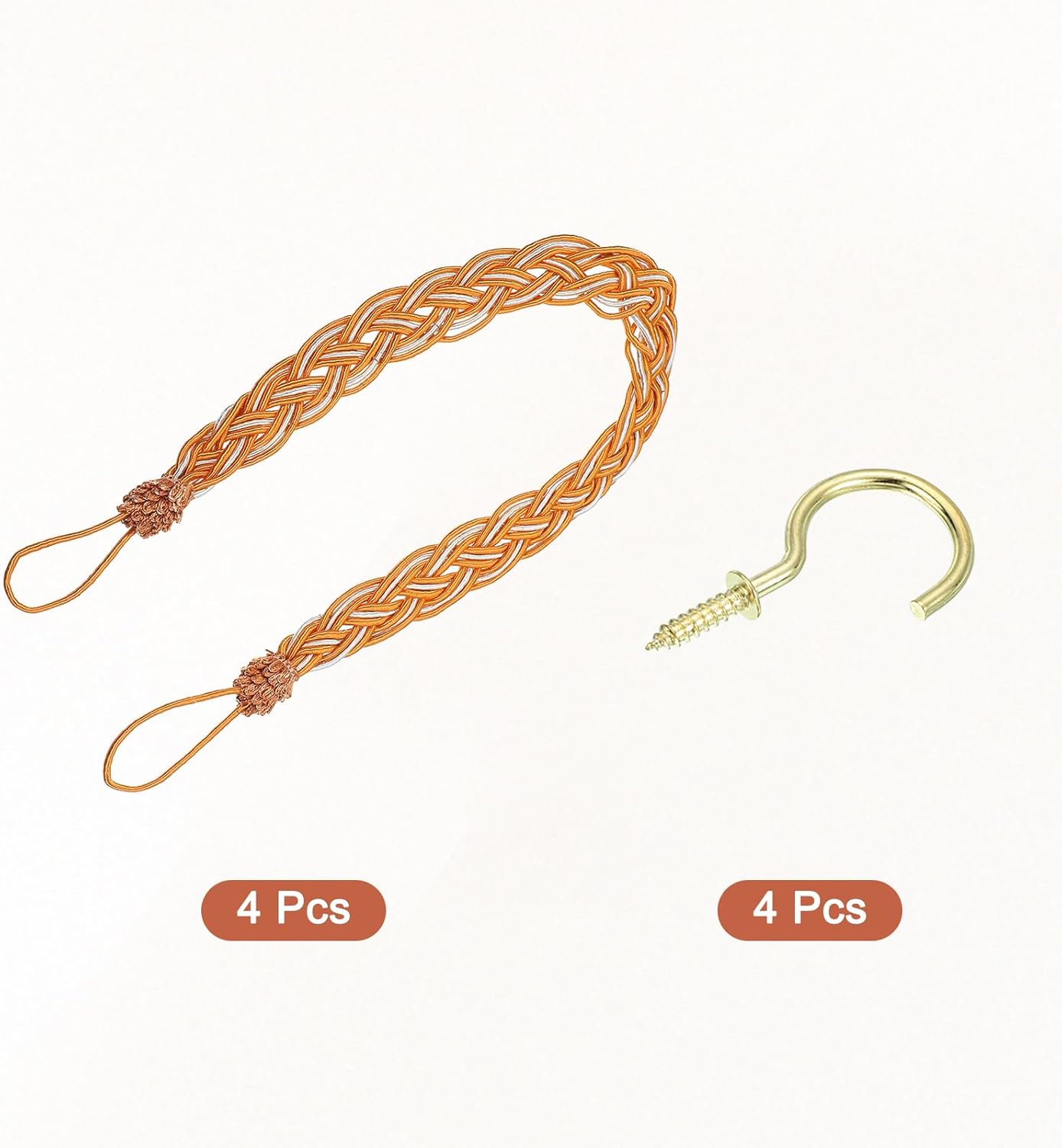 Uxcell 4Pcs Curtain Tiebacks with Braided Design Orange