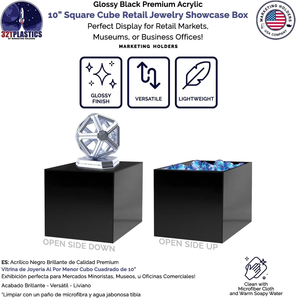 Acrylic Pedestal Stand 10x10x10 Black Display Riser