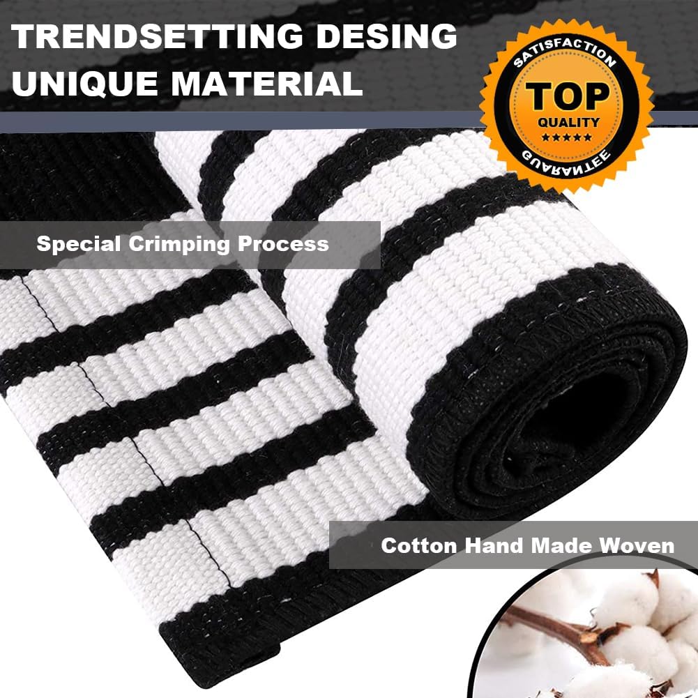 Classic Black and White Striped Area Rug
