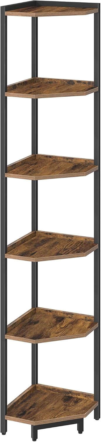 6-Tier Corner Shelf Stand with Metal Frame