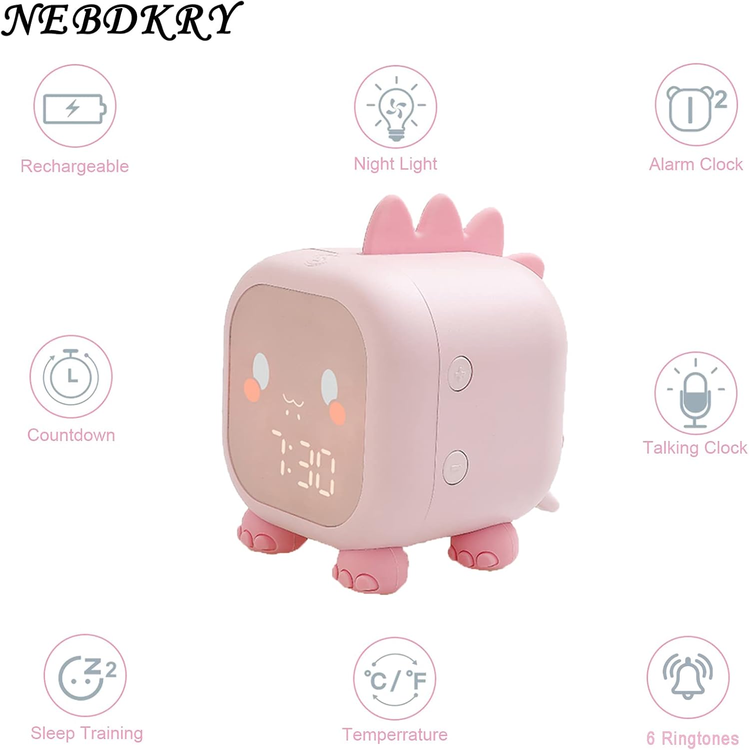 EZYBUY Dinosaur Alarm Clock for Kids with Night Light