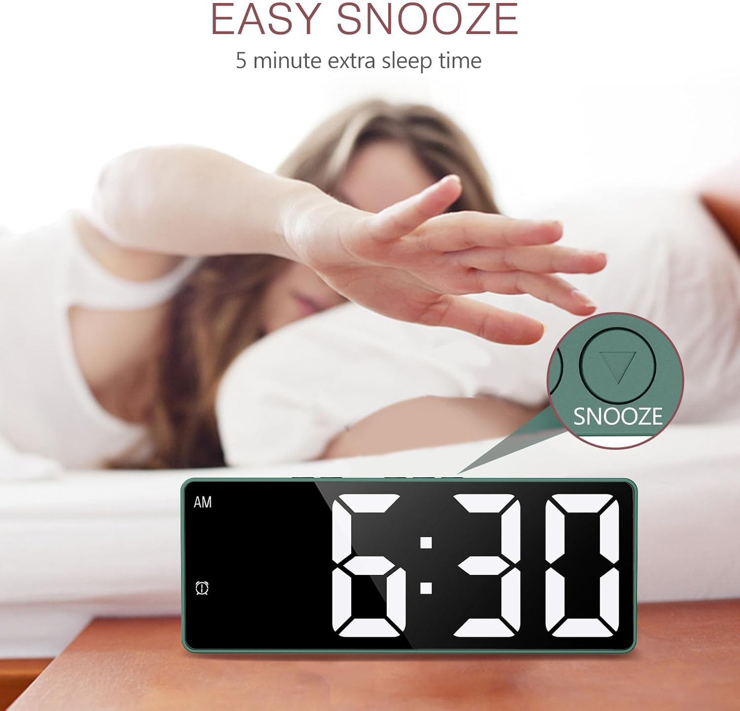 LOFICOPER 65 Inch LED Alarm Clock with Dual Alarm and Temperature Display