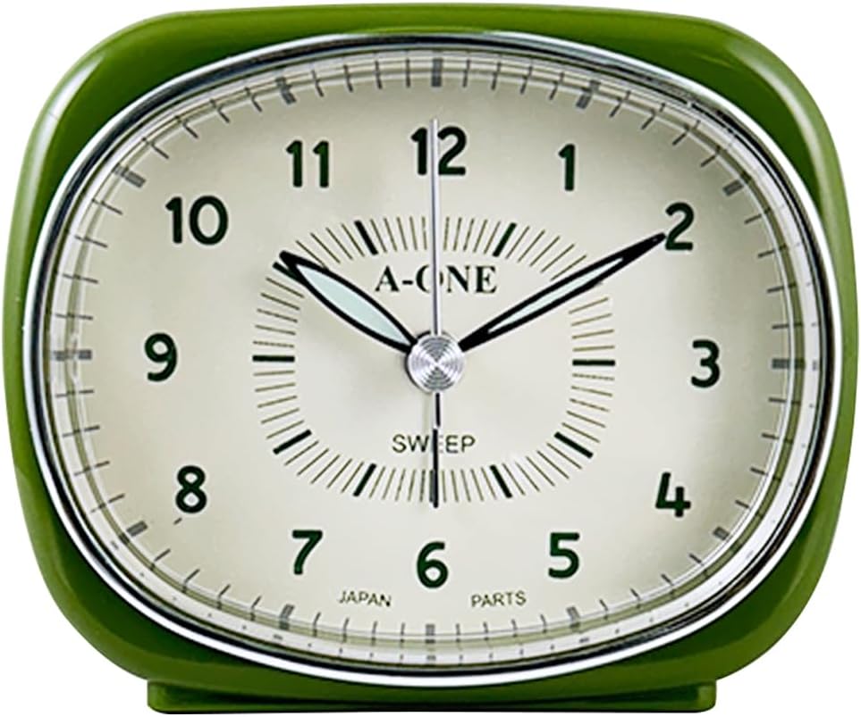 Square Round Silent Alarm Clock - Green