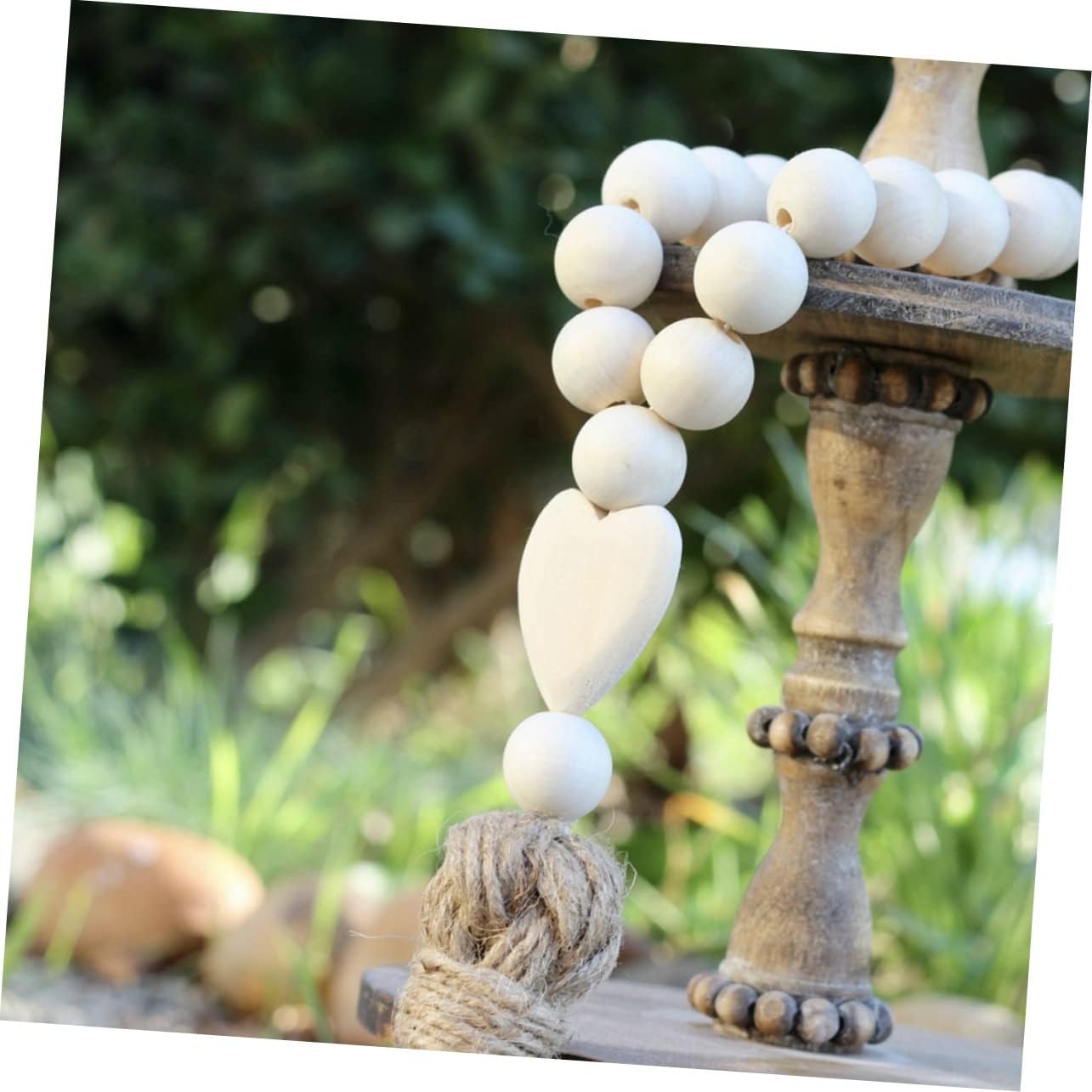 Garneck Wooden Bead Garland Rustic Tassels